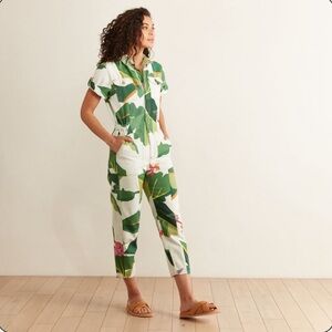 Farm Rio denim jumpsuit in tropical print - like new, size medium